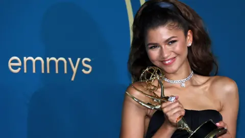 Reuters Zendaya with her Emmy Award