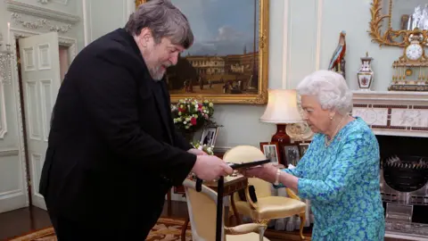 Getty Images Oliver Knussen with The Queen
