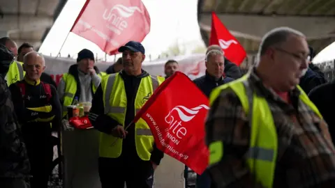 Striking bus workers