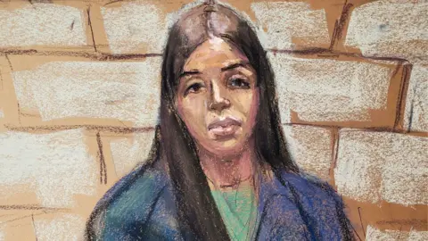 Emma Coronel Aispuro, the wife of Mexican drug cartel boss Joaquin "El Chapo" Guzmán, appears during a virtual hearing in federal court in Washington, DC, 23 February 2021