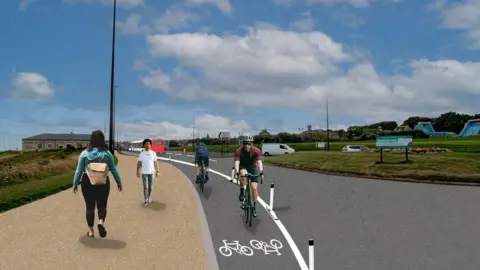 North Tyneside Council Artist's impression of cycle route at Tynemouth
