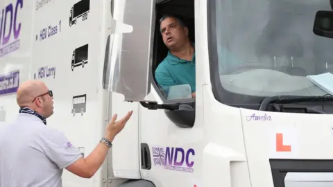 Reuters Trainee lorry driver at test centre