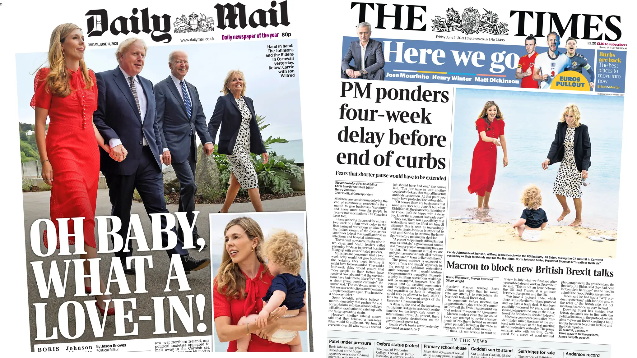 Daily Mail and the Times front page