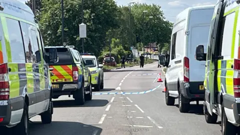 Police cordon in Stenson Road in Derby