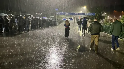 BBC/Hanna Neter Torrential rain after the Europa tie