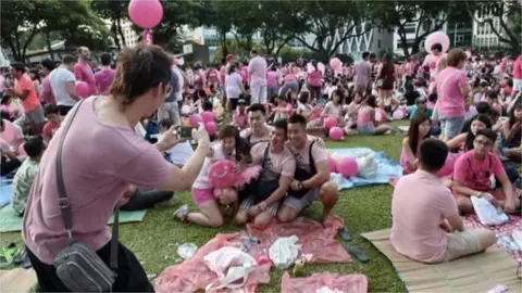 Getty Images A gay rights rally, Pink Dot, is in held in Singapore annually