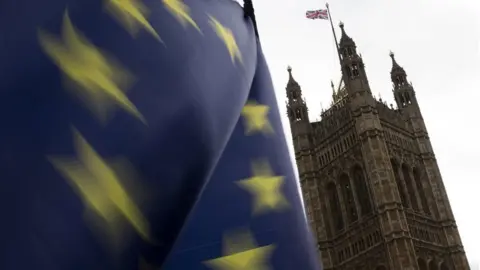 Getty Images An EU flag outside the Houses of Parliament
