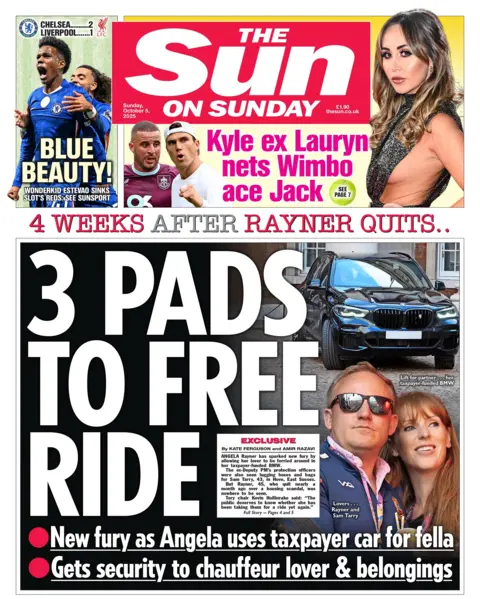 "Three pads to free ride" reads the headline on the front page of The Sun.