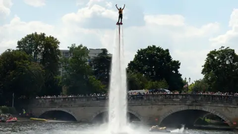 June Essex A man in the air at Bedford River Festival 2018