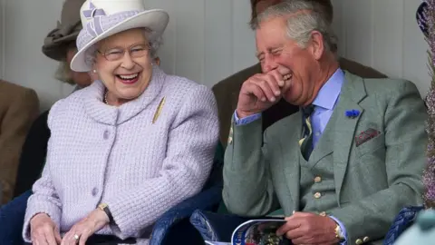 Getty Images Queen and Prince Charles laughing together