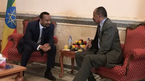 Fitsum Arega/Twitter Abiy Ahmed and Isaias Afewerki