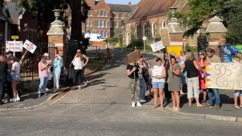 Hayley Edwards A protest at St Peter's Hospital