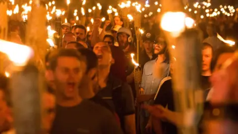 Getty Images White supremacists took part in the Unite the Right march in Charlottesville in August 2017