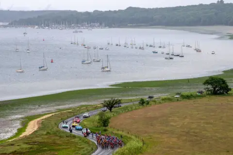 Getty Images The Women's Tour passing past the Orwell Estuary