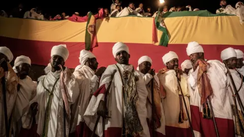 Getty Images Believers mark the day in Ethiopia