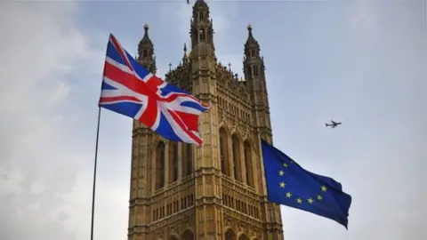 BBC UK and EU flags