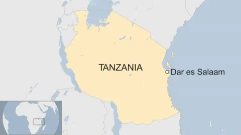Tanzania A map showing where Dar es Salaam is in Tanzania