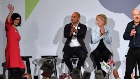 AFP Layla Moran (left) and other MPs at rally to back referendum on EU deal