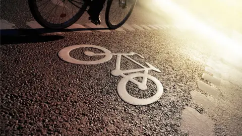 Getty Images Unidentified cyclist in cycle lane