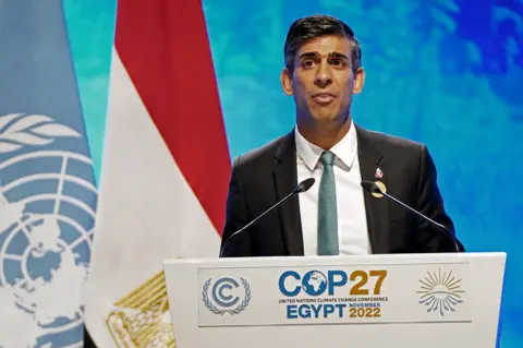 Getty Images Rishi Sunak addressing delegates at COP27 in November 2022