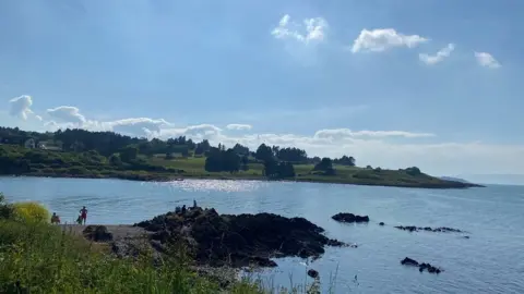 BBC Bangor coastal path in the sun