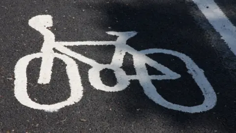 BBC Cycle symbol on the road