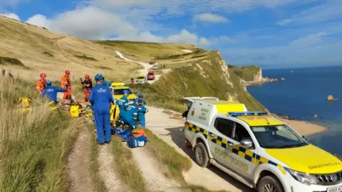 Dorset & Wiltshire Fire Service Cliffs above Man O' War beach