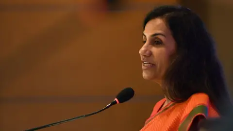 Getty Images Indian CEO of ICICI Bank Chanda Kochhar speaks during the ICICI Securities Limited Initial Public Offering (IPO) press conference in Mumbai on March 15, 2018