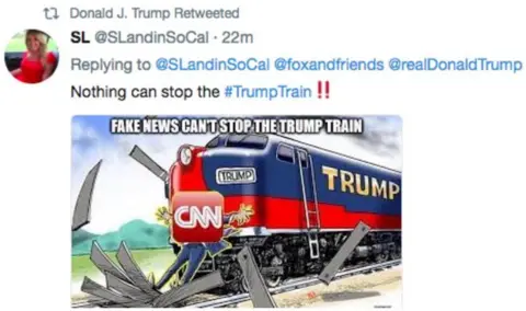 Twitter Trump train runs over CNN