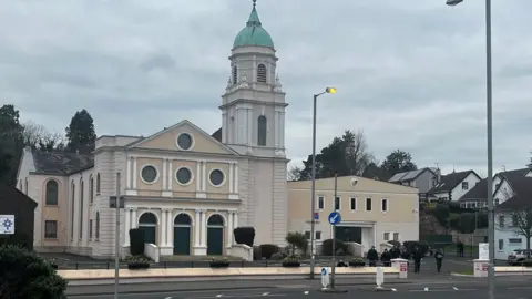 A group of police officers searched the grounds of Whiteabbey Presbyterian Church