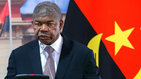 Angola's President João Lourenço at a press conference on 3 March