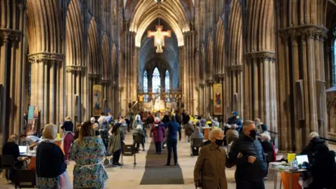 PA Media Members of the public at Lichfield Cathedral