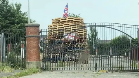 BBC The Adam Street bonfire is close to an interface in north Belfast