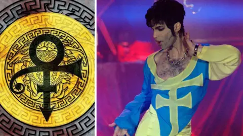 Getty Images Prince and the cover for The Versace Experience