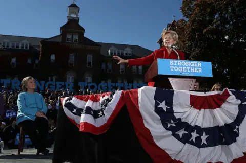 Getty Images Warren and Clinton campaigning together