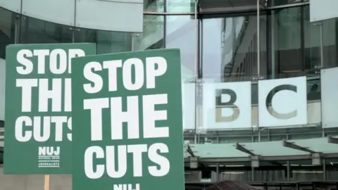 NUJ signs outside the BBC