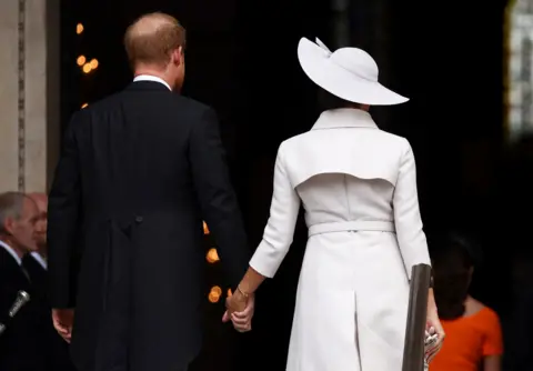 Reuters Prince Harry and Meghan arrive at St Paul's