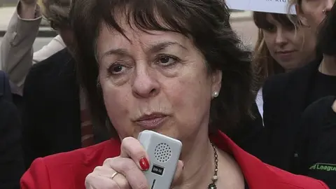 PA Media Frances Crook, the chief executive of The Howard League for Penal Reform, speaking at a protest in 2014.