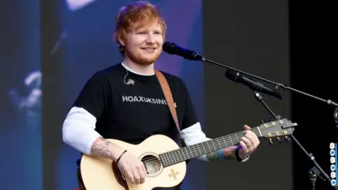 Getty Images Ed Sheeran on stage