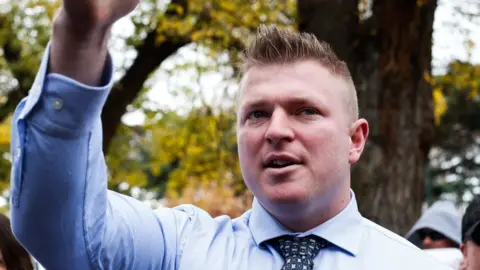 Getty Images Blair Cottrell at a far-right rally in 2016