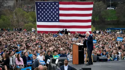 Getty Images Bernie Sanders speaks to supporters in Texas