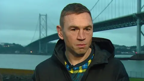 BBC Kevin Sinfield by Forth bridge