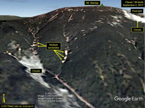 Planet / 38 North Picture of landslides at Punggye-ri