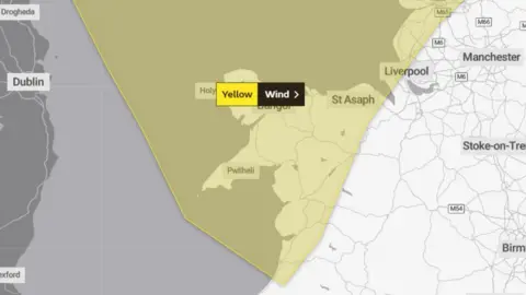 Met Office Yellow weather warning for wind on Saturday, 8 February