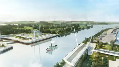 Renfrewshire Council  An artists' impression of the 184m bridge over the Clyde