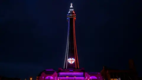 Reuters Blackpool Tower lit up at night