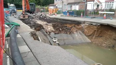 Bexley Council Sinkhole with digger