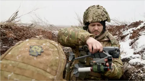 Handling a drone near Bakhmut