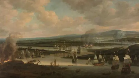 Rijksmuseum Burning of the English Fleet near Chatham (19-24 June 1667), Willem Schellinks, 1667 - 1678
