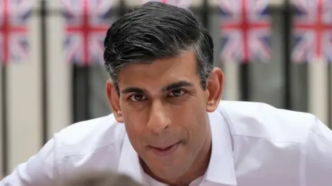 PA Media A close up shot of Rishi Sunak outside Downing Street